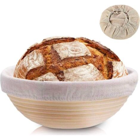 Corbeille à fermentation ronde, ø 25 cm, hauteur 8,5 cm Ensemble de corbeilles à fermentation en rotin naturel (1/4)