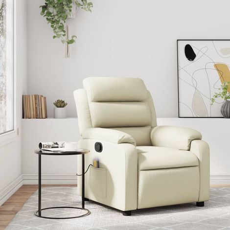 Massagesessel mit Relaxfunktion, Kunstleder, Creme