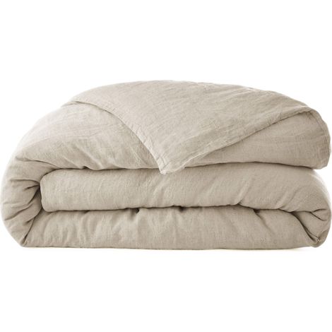 Housse de couette lin lavé beige 240x220