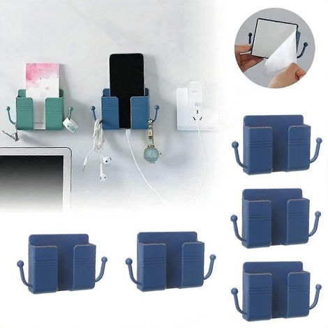 Lot de 5 supports muraux pour téléphone portable avec télécommande, support mural pour téléphone portable pour chambre à coucher-Blue (1/4)