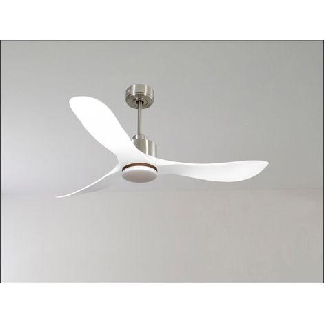 Modulo de KlassFan - Super destratificateur et ventilateur DC 166 cm Chrome pales bois blanc avec Lumière 30 à 60 m² (1/5)