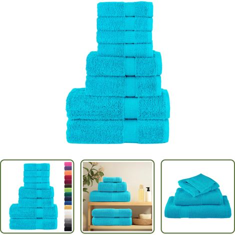 Baumwolle - 8 tlg. Premium-Handtuch-Set SOLUND Türkis 600 g/m² (1/5)