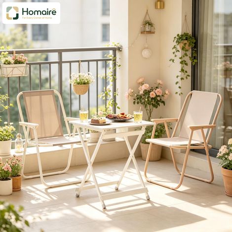 Table de jardin aluminium gris 47 x 50,5 x 59.5 cm HOMAIRE (1/5)