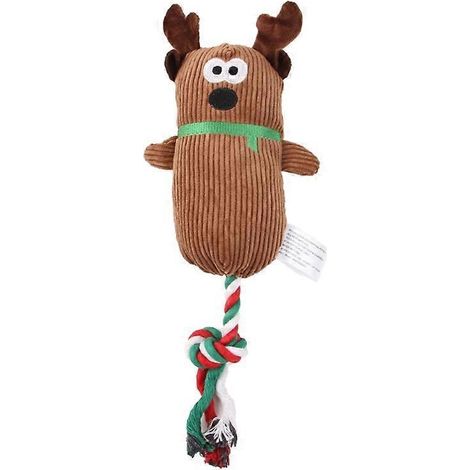 Weihnachtliches Plüsch-Hundespielzeug, Kauspielzeug aus Baumwollseil, quietschendes Hundespielzeug, festliches Thema, Geschenk für Hunde. (1/4)
