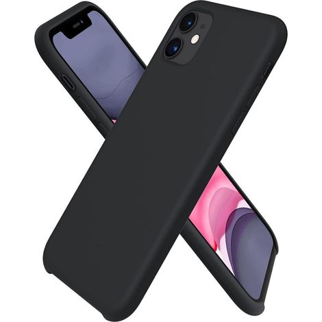 iPhone 11 Hülle Flüssigsilikon Ultra Dünn Schwarz 6,1 Zoll (1/5)