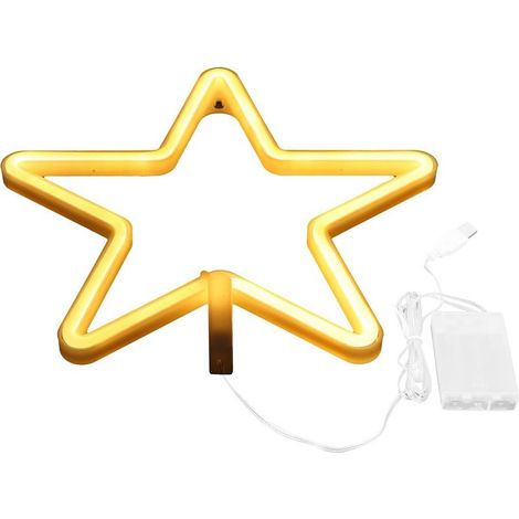 Néon étoile – USB / batterie – 5V 200 lm – jaune chaud – enseigne – chambre / salon / bar / anniversaire (1/5)