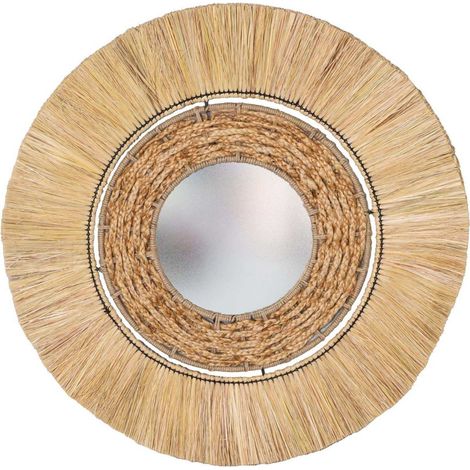 Miroir en raphia et jute 77 cm (1/3)