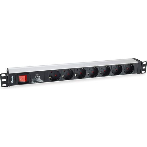 EQUIP 333309 MULTIPRISE 7 PRISES AVEC PARASURTENSEUR ET INTERRUPTEUR NOIR