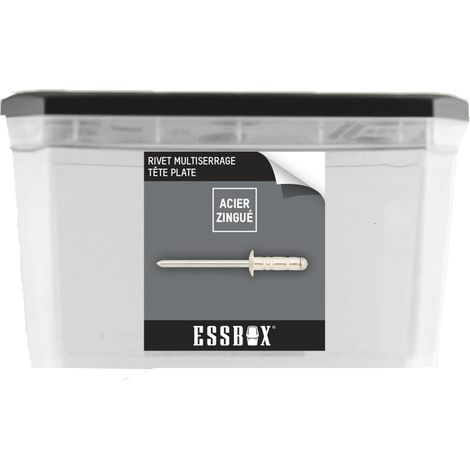ESSBOX SCELL-IT Standardniete Alu/Stahl - Flacher Kopf - Ø4,8 mm x 12 mm - Packung zu 500 - EX-9445124812