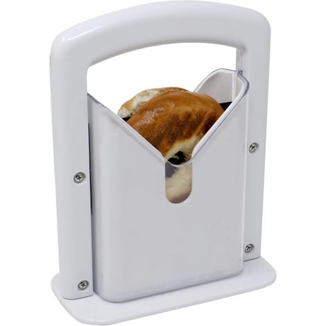 Coupe-bagels avec poignée sécurisée et protection pour le pain et autres aliments, pour une utilisation domestique, la pâtisserie et l'organisation de la cuisine.-AquaForge (1/5)