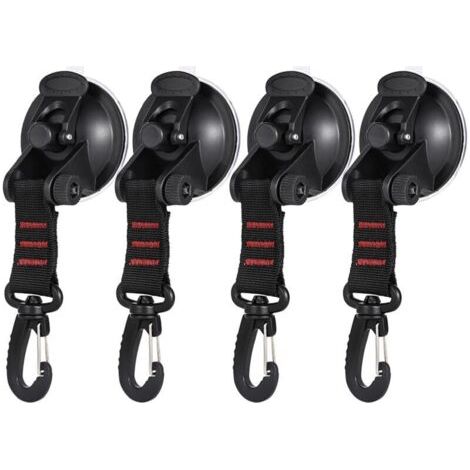 4 Pièces Ancre à Ventouse avec Fixation du Crochet d'Arrimage, Ventouse Crochet Voiture, Tentes Latéral Voiture Accessoire Bâche de Camping(Rouge)