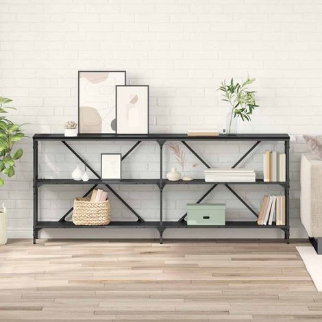 Konsolentisch mit Regal Schwarz Eichen-Optik 180 x 30 x 75 cm
