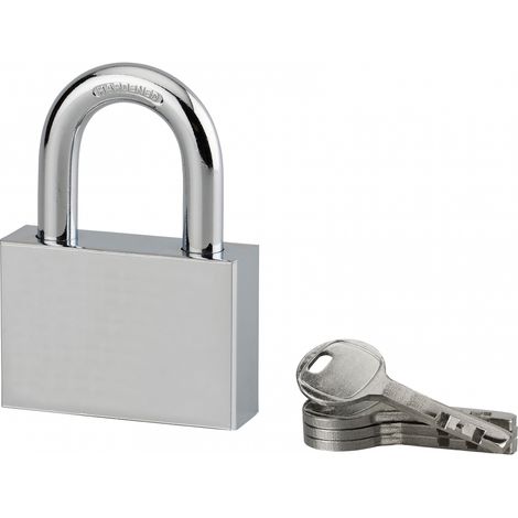 Lucchetto Disk 60 mm, arco in acciaio cementato nichelato, 4 chiavi – Serrurerie de Picardie (1/2)