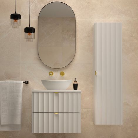 Conjunto de muebles con lavabo individual 60cm y columna Lexa Blanco (1/5)
