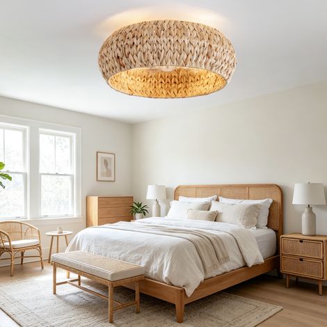 Deckenventilator mit Licht, Rattandesign, 6 Geschwindigkeiten, Kupfer HAVRYA (1/5)