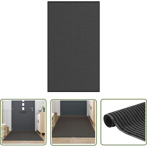 vidaXL Paillasson noir et gris à rayures 115x200 cm (1/5)