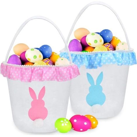 Sacs de Pâques - ZGEER - Lapin de Pâques - 2 PCS - Bleu et Rose - Enfant Mixte (1/4)