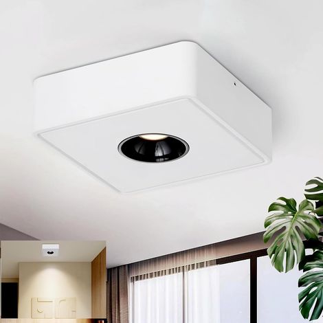 GBLY plafonnier LED spot en saillie carré, 132x132mm, Blancs, 7W Spot de plafond, Plafonnier Aluminium,  éclairage plafond, 3000 Kelvin, blanc chaud