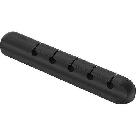 Attache-câbles noire, clip de rangement, fixation élégante et auto-adhésif, en silicone pour bureau ou maison. (1/5)