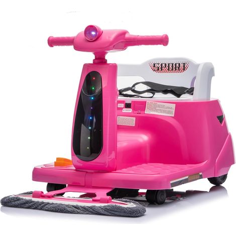 GARVEE Kinder Elektroauto 12V 2-in-1 mit Putzfunktion, Fernbedienung, Bluetooth & LED – Elektrofahrzeug mit Wischmopp für Kinder ab 3 Jahren, Indoor Spielzeugauto, Rosa (1/5)