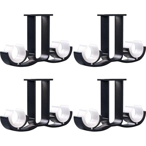 4Tringle à rideaux double couche, tringle à rideaux en métal robuste, tringle à rideaux fixée au plafond (noire) (1/5)