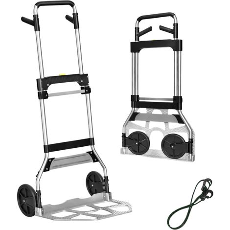 VENTEO  Chariot Pliable en Aluminium  Chariot à Roulettes Charge Jusqu'à 154 Kg  Poignée Télescopique   Transporte Cartons Déménagement, Courses, Matériel