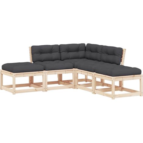 Maison Exclusive - 5-tlg. Garten-Sofagarnitur mit Kissen Massivho (1/5)