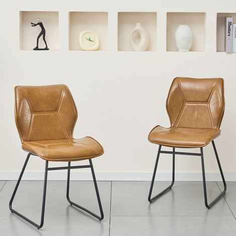 MEUBLIV Set di 2 sedie da pranzo 60x47x81 cm marrone - seduta imbottita (1/5)