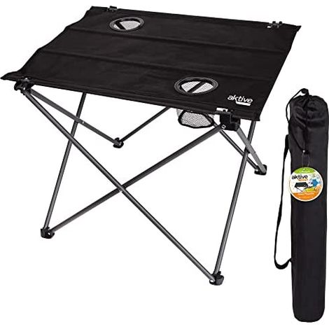 Aktive Mesa de camping plegable negra robusta y ligera (1/5)