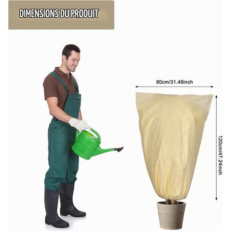 Housse d'hivernage pour Plantes Exterieur 80g/㎡ avec Fermeture éclair et Cordon de Serrage Bâche Housses  (Blanc cassé, 80x120 2pcs) (1/5)