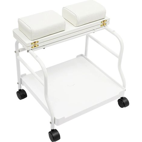 Carro para salón de belleza, diseño portátil, alta capacidad de carga, color blanco. (1/2)