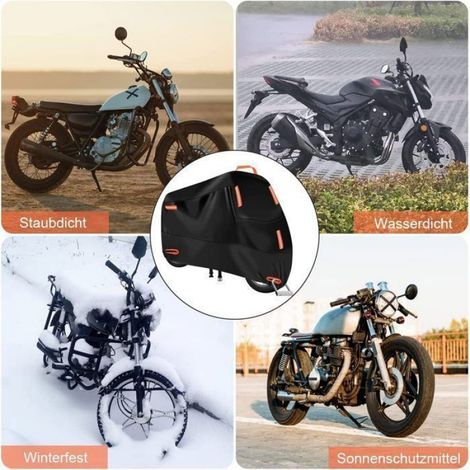 Housse de Protection Moto 210D Imperméable Taille 245105125 cm Couleur Noire Universelle Extérieur (1/4)