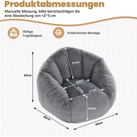 Pouf en mousse à mémoire de forme gris clair pour adultes et enfants, siège confortable et moelleux pour jouer, lire et se détendre (1/5)