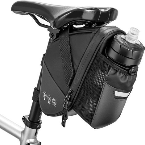 Borsa sottosella per bicicletta, portaborraccia per mountain bike e bici da strada, colore nero (acqua non inclusa) (1/2)