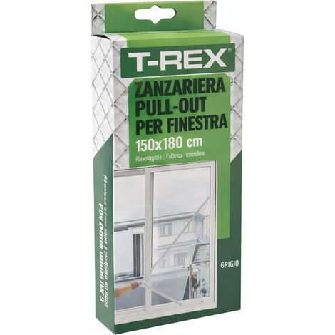 ZANZARIERA POLIESTERE FINESTRA PULL-OUT- - cm.150x180 grigio - 5 blister T-REX