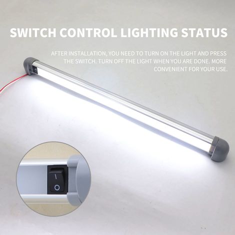 Lot de 2 lampes intérieures LED 12/24V pour camping‑car et bateau – Interrupteur intégré – Idéal pour plafond de caravane ou cabine de yacht (1/5)