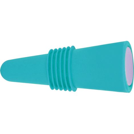 Bouchon de bouteille de vin en silicone alimentaire et acier inoxydable, 6,1 x 2,35 cm, décoratif, pratique et réutilisable, bleu.