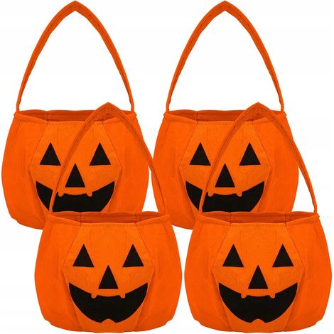 Borse Halloween Zucca per Caramelle Set 4 pezzi 14x18cm (1/4)