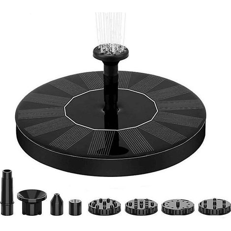 fontaine Solaire Flottante Ronde - 13cm Avec 6 Buses Pour Bains D'oiseaux, Tangs, Piscines, Patio, Dcoration De Jardin (1/2)