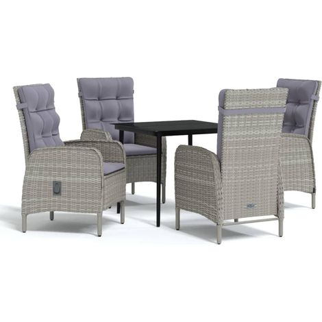Maison Exclusive - 5-tlg. Garten-Essgruppe mit Kissen Grau und Sc