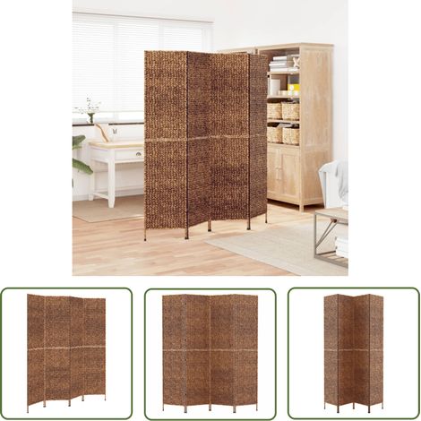 The Living Store Paravent 4-tlg. Braun 163x180 cm Wasserhyazinthe - Raumteiler - Paravent - Wasserhyazinthen - Holzoptik - Landhausstil (1/5)