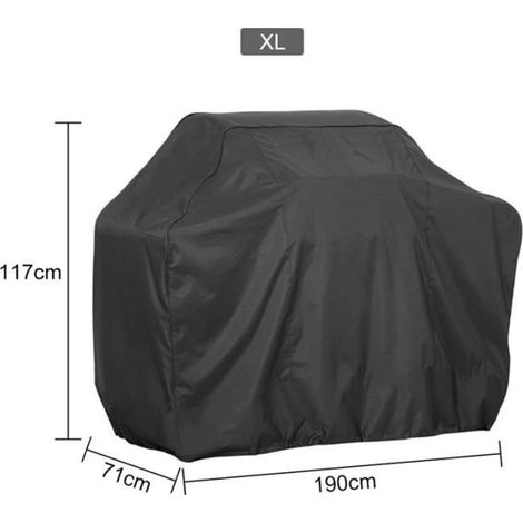 190 x 71 x 117 cm - Schwarze wasserdichte, staubabweisende und UV-beständige Schutzhülle für Grills im Außenbereich.