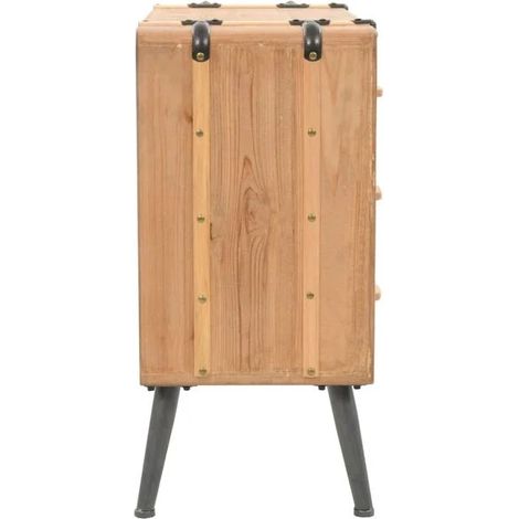 Commode 3 Tiroirs en Bois de Pin Massif, Meuble de Rangement 91x35x73 cm pour Chambre et Salon (1/5)