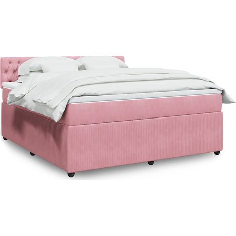 Boxspringbett mit Matratze Rosa 180x200 cm Samt