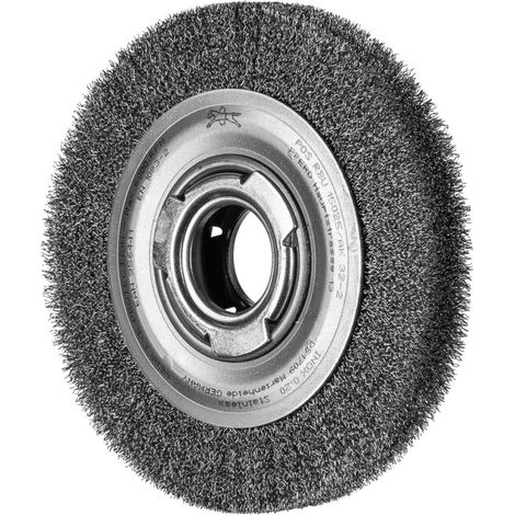 PFERD TOOLS Rundbürste breit ungezopft RBU Ø150x25xvariable Bohrung Edelstahl-Draht-Ø0,20 Schleifbock