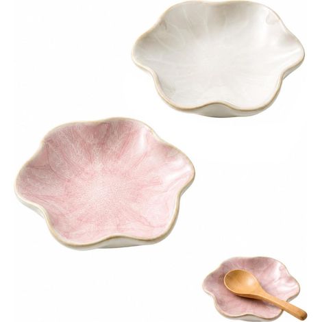 Set aus 2 weißen und rosa Keramik-Löffelablagen, 13 cm - Halter für Küchenlöffel, Teelöffel, Kaffeelöffel (1/5)