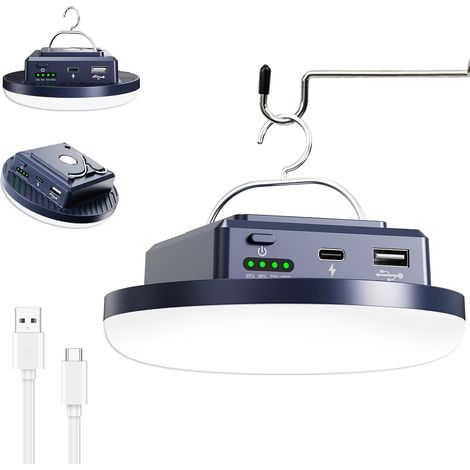 Lampada da campeggio ricaricabile da 1800 lumen e 12000 mAh - Magnetica e appendibile - Per tenda e illuminazione di emergenza - Illuminazione da campeggio e di emergenza (1/5)