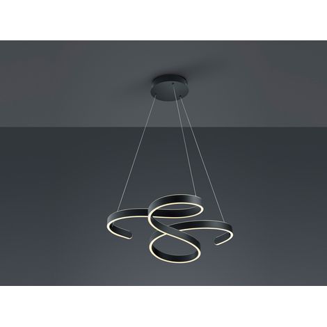 LED Pendelleuchte FRANCIS Anthrazit Stufen Dimmer geschwungen, Breite 72cm (1/5)