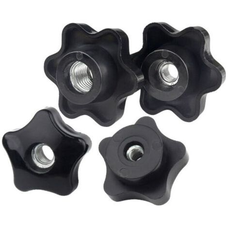Lot de 10 Boutons de Serrage en Forme D'étoile en Plastique Noir Femelle Filetage M6 (1/4)