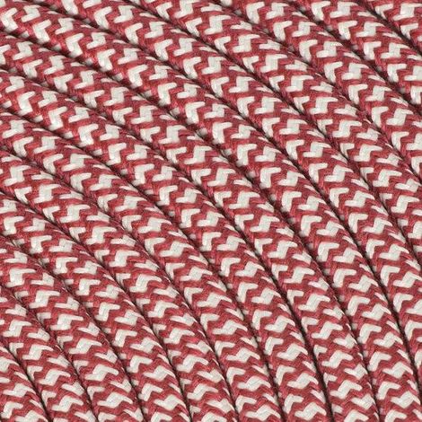 Fil Électrique Tissu Blanc Cassé et Rouge 3x0,75mm² - Câble Électrique Textile de Qualité